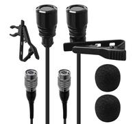 Paquete de 2 micrófonos de solapa Lavalier para condensador unidireccional Audio Technica, micrófono de solapa con clip, Hirose, conector hembra de 4 pines, funciona para entrevistas de vlog