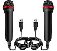 Paquete de 2 micrófonos USB con cable para Rock Band, Guitar Hero, Let's Sing - Compatible con Sony PS2, PS3, PS4, PS5, Nintendo Switch, Wii, Wii U, Microsoft Xbox 360, Xbox One y PC