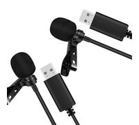 Paquete de 2 micrófonos USB universales con clip para computadora, micrófono omnidireccional Plug and Play