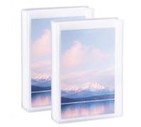 Paquete de 2 mini álbumes de fotos de 6 x 4 pulgadas, cada uno tiene capacidad para 120 fotos, páginas interiores de polipropileno transparente, libro de fotos de bolsillo compacto para postales