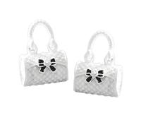 Paquete de 2 mini bolsos de moda para niña con lazo, bolsos de metal blanco en miniatura a escala 1:12, accesorios de casa de muñecas pequeños para decoración de micro escenas, exhibición de bricolaje