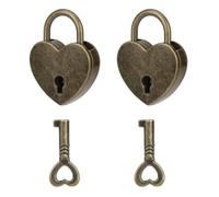Paquete de 2 mini candados de bronce antiguo en forma de corazón con llave, pequeño candado de metal vintage en forma de corazón estilo Archaize para diario o libro, caja de joyería, caja de