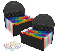 Paquete de 2 mini carteras organizadoras de cupones A6 con 13 bolsillos, organizador de archivos de acordeón expandible para almacenamiento de tarjetas de recibos, cupones, boletos, color negro