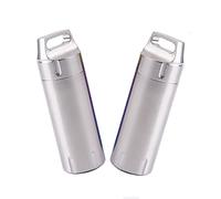 Paquete de 2 mini pastilleros, contenedor de almacenamiento impermeable de acero inoxidable, organizador de medicamentos de bolsillo, llavero para actividades al aire libre, viajes, color plateado