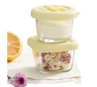 Paquete de 2 mini recipientes de vidrio para almacenamiento de alimentos de 5 onzas con tapas, tarros transparentes para alimentos con recipiente de vidrio pequeño para porciones de alimentos, salsa,