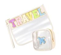 Paquete De 2 Moda Claro Maquillaje Bolsas Con Correa De Muñequera Accesorios Para Mujeres Y Niñas Viajar Organizadores Cosméticos, Viaje