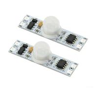 Paquete de 2 módulos de sensor de proximidad PIR de 5 a 24 V con interruptor de retardo de 20 segundos para detección humana, componente compacto de automatización infrarroja