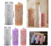 Paquete de 2 moldes cilíndricos para velas de orquídea de campana, molde de silicona de fundición de resina para decoración del hogar y fabricación de velas de animales 3D