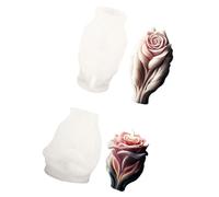 Paquete de 2 moldes de silicona con forma de corazón y rosa para el día de San Valentín, con textura adecuada para manualidades y decoración del hogar, moldes de fragancias de rosas
