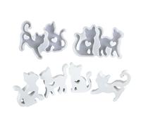 Paquete de 2 moldes de silicona flexibles y resistentes, diseño de gatos de corazón, accesorios de moda para suministros de artesanía y decoración del hogar, pequeños moldes de silicona
