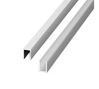 Paquete de 2 molduras de canal en U de aluminio de 100 cm para mamparas de ducha de vidrio de 6/8/10/12 mm, perfil de borde empotrado, a prueba de fugas, acabado plateado, perfecto para accesorios de