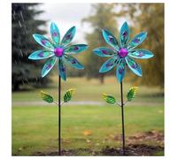 Paquete de 2 Molinillo de Viento Jardin, Hoja de Pavo Real Spinner de Viento de Arte de Patio para Patio Al Aire Libre, Césped, Jardín