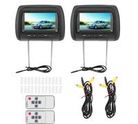 Paquete de 2 monitores de vídeo LCD para reposacabezas de Coche de 7 Pulgadas, Reproductor MP5 de Pantalla Ancha 16:9 con Control Remoto inalámbrico y transmisor IR de Doble