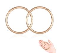 Paquete de 2 mosquetones Grandes,mosquetones Redondos de 75 mm de diámetro Exterior, abricados en aleación de Zinc,Llavero Grande,Apto para llaveros,Bolsos,Bolsas de Senderismo,Manualidades(Dorado)