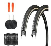 Paquete de 2 neumáticos de bicicleta de 700 x 35C con protección antipinchazos de nailon de 3 mm, neumáticos de bicicleta de carretera con tubos interiores, válvula Presta de 48 mm, neumáticos de