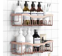 Paquete de 2 organizadores de ducha adhesivos para almacenamiento de baño, decoración del hogar y organizadores de cocina, sin taladrar, organizador de estante de baño de acero inoxidable a prueba de