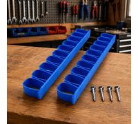 Paquete de 2 organizadores de pared azules de 20.5 cm con 10 ranuras para destornilladores y alicates, estante de herramientas de tablero perforado para garaje, , cobertizo y hogar, con 4 tornillos