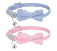 Paquete de 2 Pajaritas para Gatos, Collar de Suave para Gatos, Lindo Collar Ajustable de algodón para Gatos Unisex (Rosa + Azul Claro)