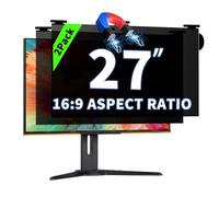 Paquete de 2 pantallas magnéticas colgantes de privacidad para computadora de 27 pulgadas para monitor de pantalla ancha 16:9, pantalla de privacidad extraíble antirreflejos de luz azul, protector de