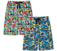 Paquete de 2 Pantalones Cortos de Descanso para Hombre - Batman, The Flash, Green Lantern y Superman - 100% Algodón - XL