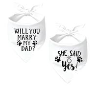 Paquete de 2 pañuelos de compromiso para perros con texto en inglés "Will You Marry My Daddy She Said Yes", tela duradera de alta calidad, anuncio de compromiso para perros medianos y grandes