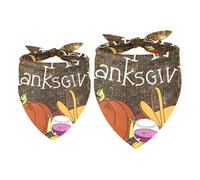 Paquete de 2 pañuelos para perro, con texto en inglés "Happy Thanksgiving Foods", baberos para perros pequeños, medianos y grandes, cachorros, gatos y mascotas