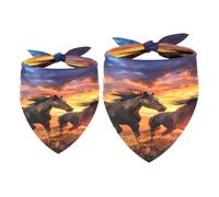 Paquete de 2 pañuelos para perro, diseño de caballo en la pradera del amanecer, para niñas y niños, accesorios para perros pequeños, medianos y grandes, cachorros, gatos y mascotas