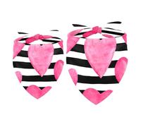 Paquete de 2 pañuelos para perro, diseño de corazón rosa sobre rayas blancas y negras, baberos, bufanda para perro, accesorios para perros pequeños, medianos y grandes, cachorros, gatos, mascotas