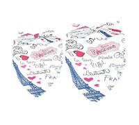 Paquete de 2 pañuelos para perro, Francia, palabras de viaje, baberos, bufanda para perro, accesorios para perros pequeños, medianos y grandes, cachorros, gatos, mascotas