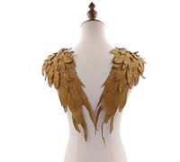 Paquete de 2 parches bordados hechos a mano grandes para vestidos de novia con alas de encaje personalizables y alas, 2 unidades