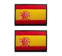Paquete de 2 parches bordados tácticos de la bandera de España - 3.15 x 2 pulgadas, bandera de España ES para uniforme militar, parche de emblema para coser - Cierres de bucle y gancho para fijar a