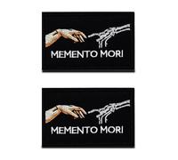 Paquete de 2 parches Memento Mori para apretón de manos, parche táctico militar bordado de soldados veteranos de la moral para mochilas, chaquetas, ropa, bolsos, chalecos, gorras, casco, arnés para