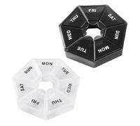 Paquete De 2 Pastilleros Con 7 Compartimentos, Mini Pastillero, Pastillero Portátil, Accesorios De Viaje, Pastillero De Plástico