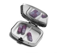 Paquete de 2 pastilleros de metal portables para medicamentos, organizador de joyas, caja de almacenamiento (plata)