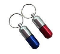 Paquete de 2 pastilleros impermeables de tamaño mediano para llavero, soporte para aspirinas de emergencia, accesorios EDC cápsula (azul + rojo)