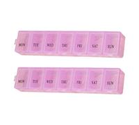 Paquete de 2 pastilleros para tabletas, contenedor de almacenamiento a prueba de polvo, organizador de deportes, mochilero, color rosa