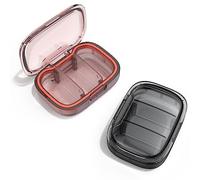 Paquete de 2 pastilleros pequeños de 3 compartimentos, a prueba de humedad, organizador de viaje para bolso de bolsillo, contenedor portátil diario de vitaminas, aceite de pescado y almacenamiento de