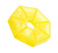 Paquete de 2 pastilleros semanales de plástico con 7 rejillas de almacenamiento para tabletas, dispensador de viaje, campamento, contenedor de accesorios, color amarillo