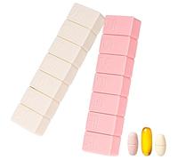 Paquete de 2 pastilleros semanales, extra grande 7 días pastilleros de viaje diario pastillero para aceite de pescado, suplementos de tabletas de calcio y otras pastillas de vitaminas