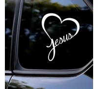 Paquete de 2 pegatinas de vinilo con texto en inglés "Jesús escuchando" - 12 x 15 cm - Pegatinas de fe para coches, motos, ordenadores portátiles, ventanas, parachoques, paredes, símbolo religioso del