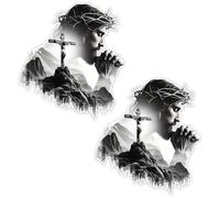 Paquete de 2 pegatinas de vinilo de Jesús Faith, 12 x 13 cm, adecuadas para coches, portátiles, ventanas y más, pegatinas autoadhesivas duraderas para interiores y exteriores, pegatinas versátiles |