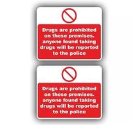 Paquete de 2 pegatinas de vinilo prohibidas contra drogas, sin tolerancia en las etiquetas de drogas, 110 mm x 90 mm
