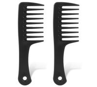 Paquete de 2 peines de dientes anchos, peine desenredante portátil para cabello rizado, largo y húmedo