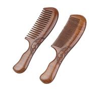 Paquete de 2 peines de madera curvados dobles de 7.5 x 2.2 pulgadas con espaciado de dientes ancho y estrecho (1.5 mm y 2.8 mm), peine de madera natural con patrón de nubes