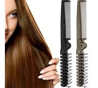 Paquete de 2 peines de viaje plegables, peine plegable,cepillo de masaje para la cabeza y peine de dientes finos, peines para niños y adultos,no tira de pelo (negro/marrón claro)