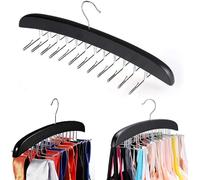 Paquete de 2 perchas para camisetas sin mangas con 24 ganchos de metal plegables, perchas para sujetadores, ahorro de espacio, madera de primera calidad con rotación de 360 grados, antideslizante,