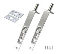 Paquete de 2 pernos de acero inoxidable de 6 pulgadas con protector de seguridad oculto para puertas dobles de madera de patio francés, pestillo deslizante con resorte con tornillos y golpes, color