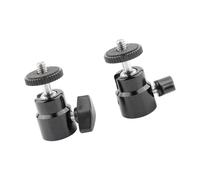 Paquete de 2 piezas de soporte de cabeza de bola de trípode pequeño de 1/4 pulgadas con rotación de 360 grados para fotógrafos y creadores de contenido, cabeza de bola de aleación de aluminio