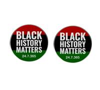 Paquete de 2 pines Black History Matters, insignia de botón africano de color rojo, negro y verde, pin redondo de aleación de 1.18 pulgadas, broche de declaración de 24/7/365 para chaqueta, mochila