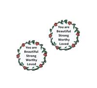 Paquete de 2 pines de afirmación positiva - "You Are Beautiful, Strong, Worthy, Loved", broches florales inspiradores - Regalos motivacionales de aleación para mujeres, accesorios de aliento"